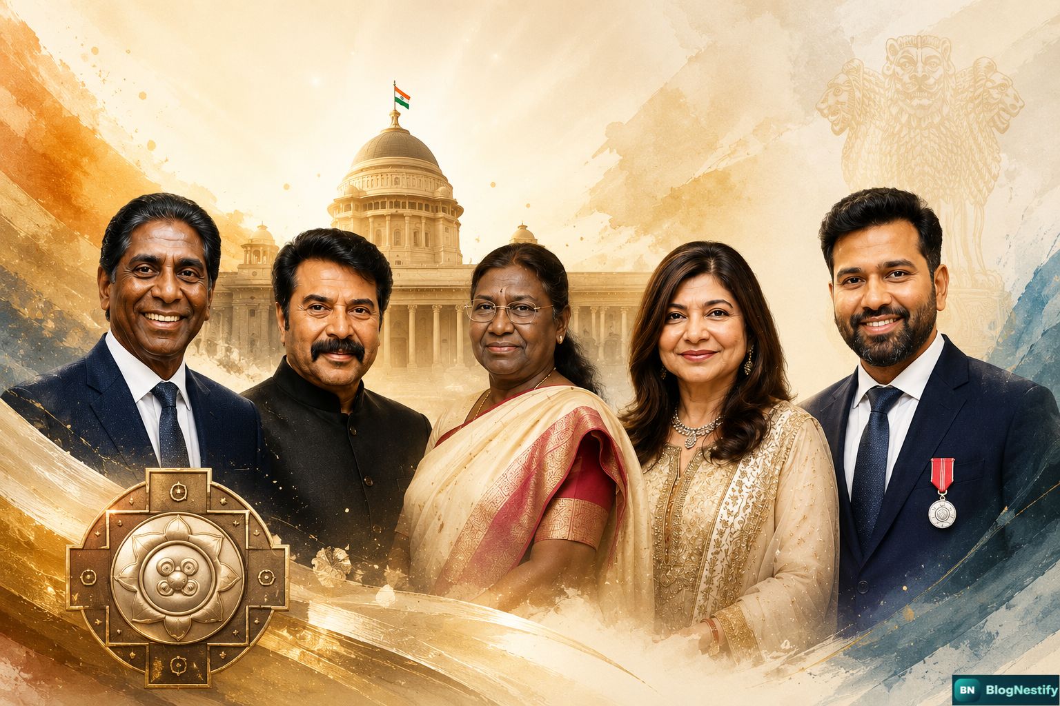 Padma Awards 2026: Vijay Amritraj, Mammootty, Rohit Sharma & Alka Yagnik Take Home India's Highest Civilian Honours